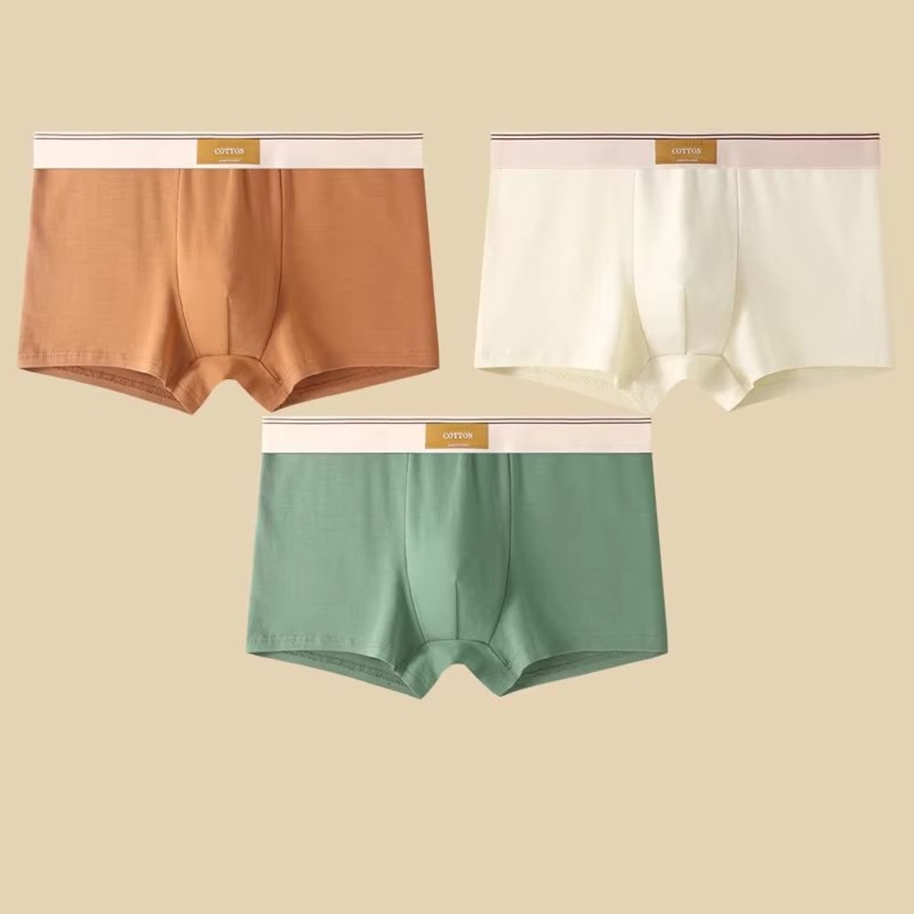 3 Pack Mens Cotton Boxer Briefs Breathable Solid Color Comfort Underwear 9