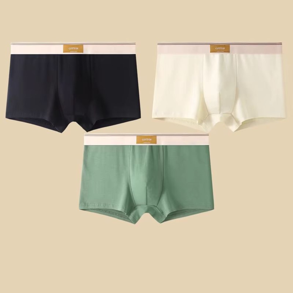 3 Pack Mens Cotton Boxer Briefs Breathable Solid Color Comfort Underwear 12
