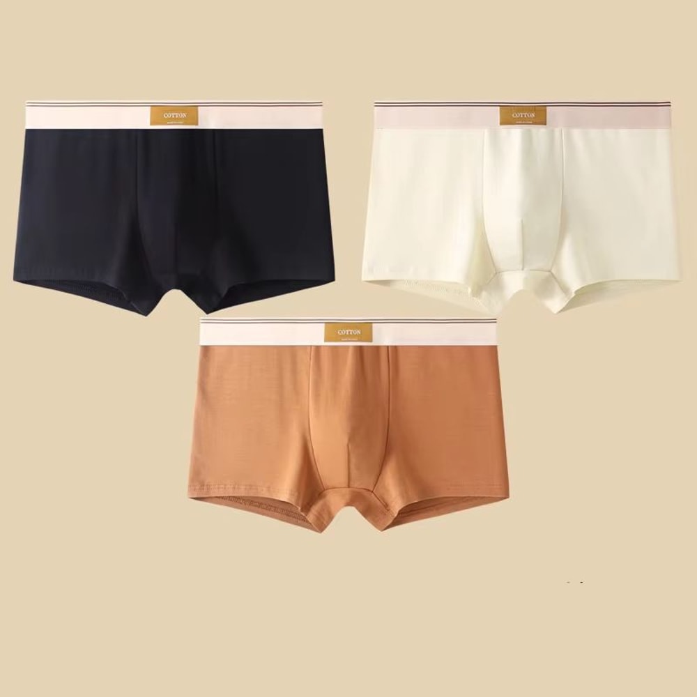 3 Pack Mens Cotton Boxer Briefs Breathable Solid Color Comfort Underwear 14
