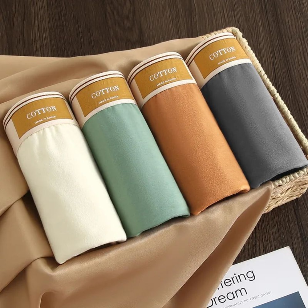 3 Pack Mens Cotton Boxer Briefs Breathable Solid Color Comfort Underwear 2