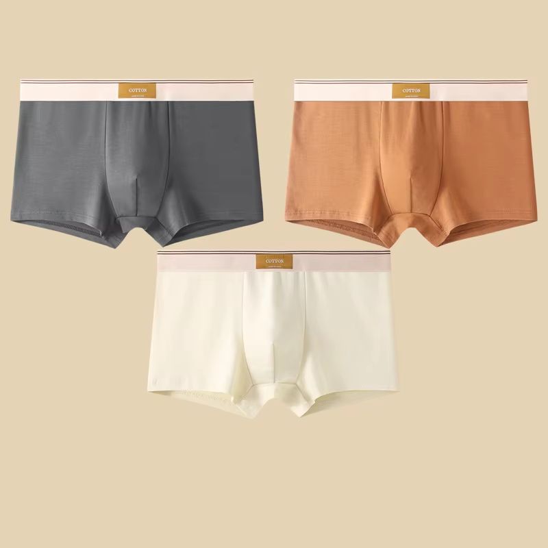 3 Pack Mens Cotton Boxer Briefs Breathable Solid Color Comfort Underwear 8