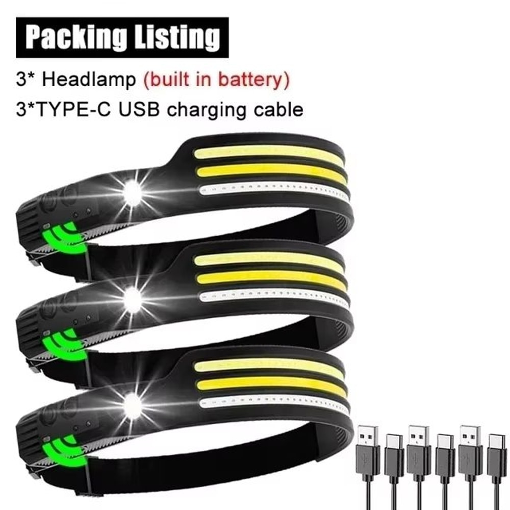 USB Rechargeable COB LED Headlamp With Motion Sensor For Camping And Outdoor Use 9