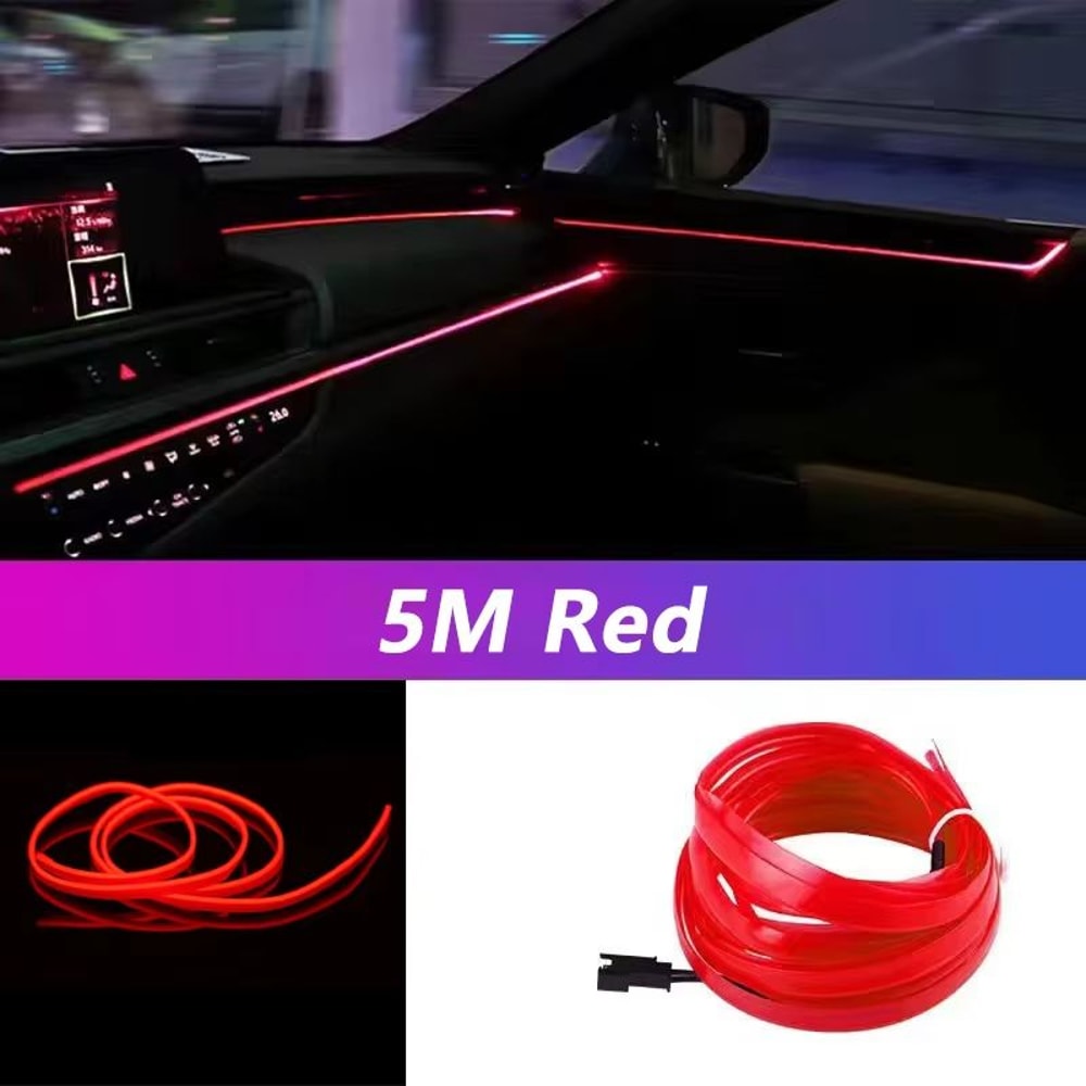 1640ft USB Powered Car Interior LED Strip Light Flexible Neon Ambient Lighting 7