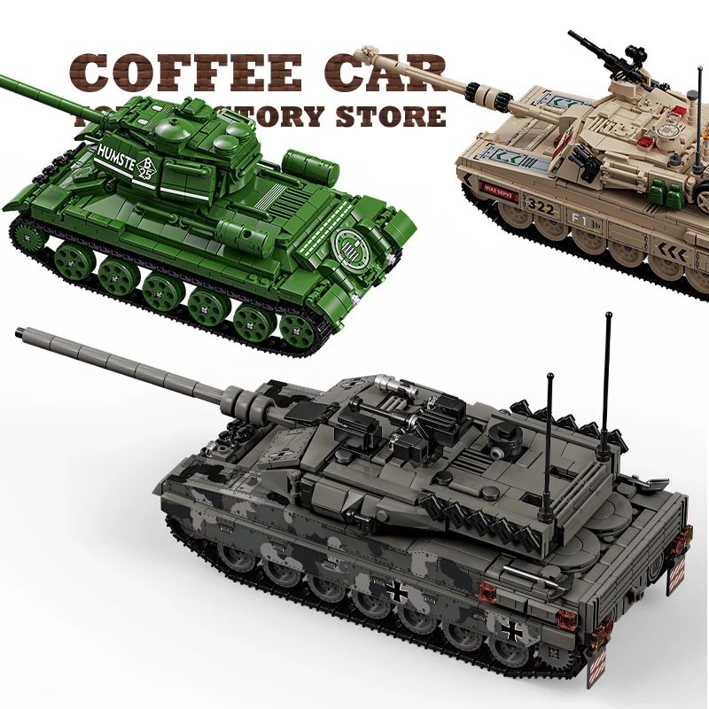 WW2 Military Classic Tank Building Blocks Set Army Armored Car Model Toy 2