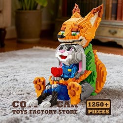 judy & nick diamond building blocks moc set cartoon fox and rabbit figures