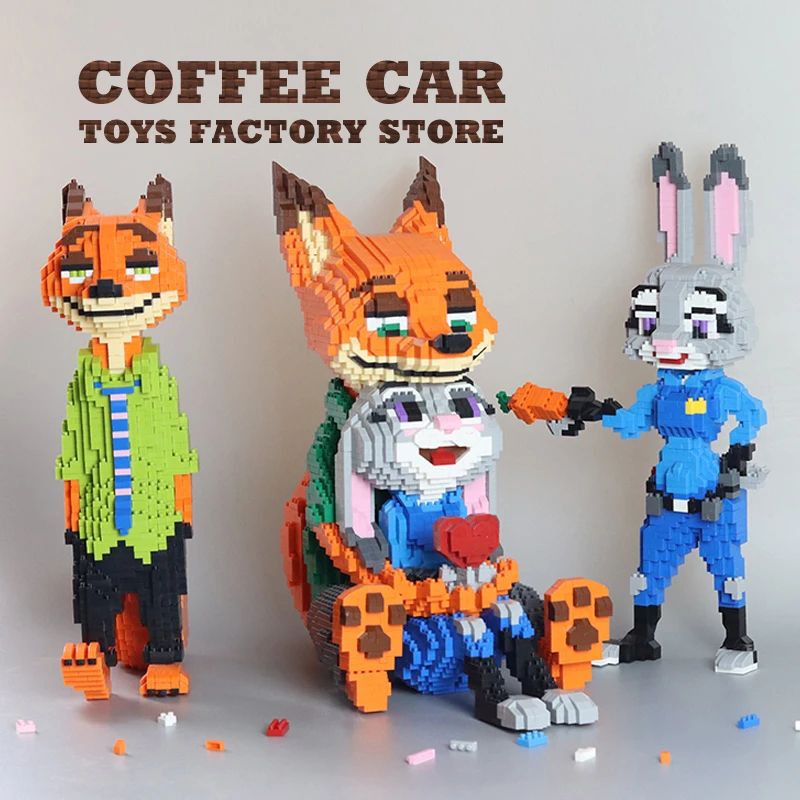 Judy Nick Diamond Building Blocks MOC Set Cartoon Fox And Rabbit Figures 2