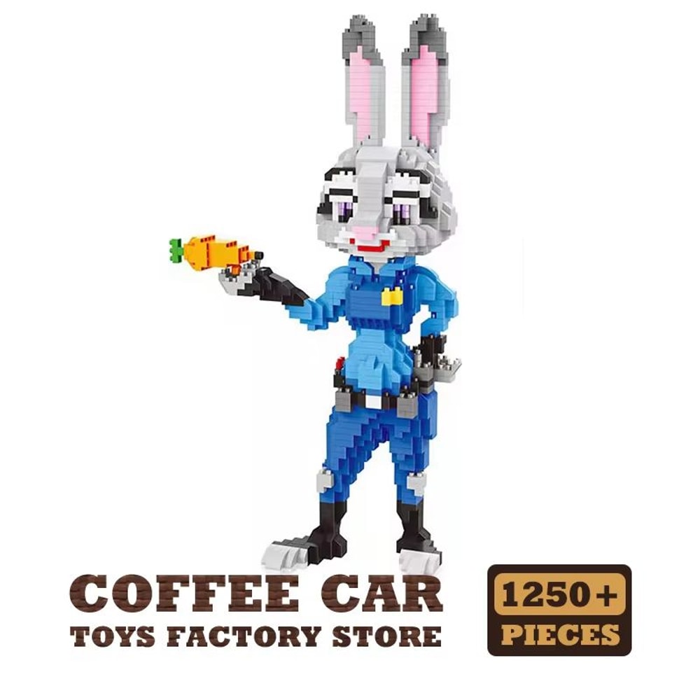 Judy Nick Diamond Building Blocks MOC Set Cartoon Fox And Rabbit Figures 6