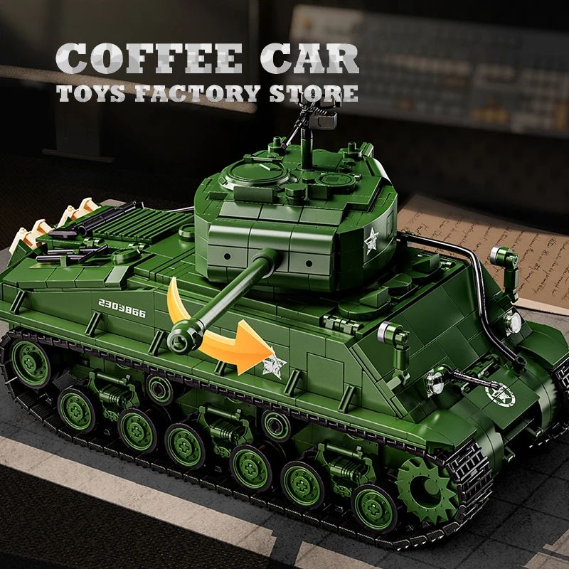 WWII US Army M4 Tank Building Blocks Set Military Model Puzzle Toy 1