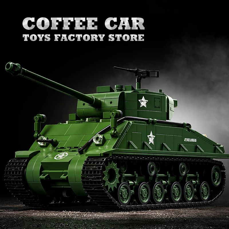 WWII US Army M4 Tank Building Blocks Set Military Model Puzzle Toy 3