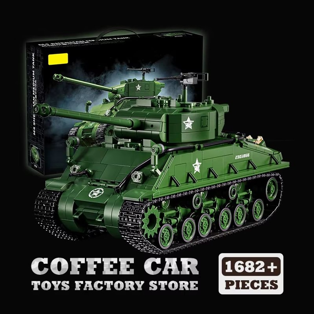 WWII US Army M4 Tank Building Blocks Set Military Model Puzzle Toy 8