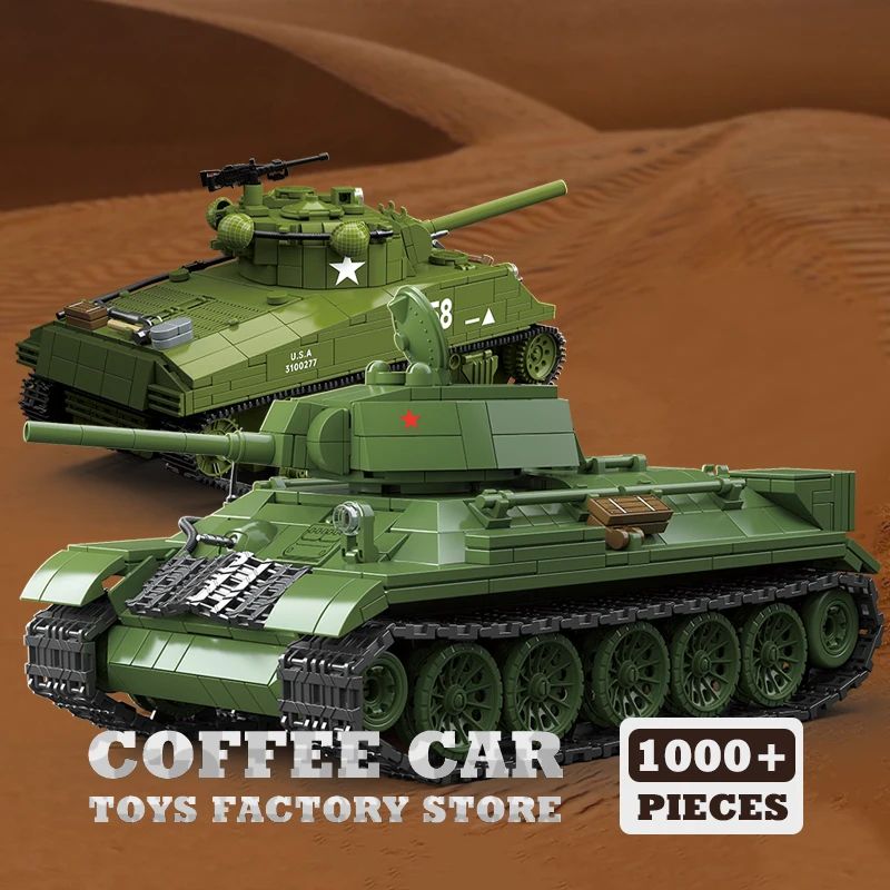 M4A3 Medium Tank Building Blocks Set WWII Military Model Toy 0