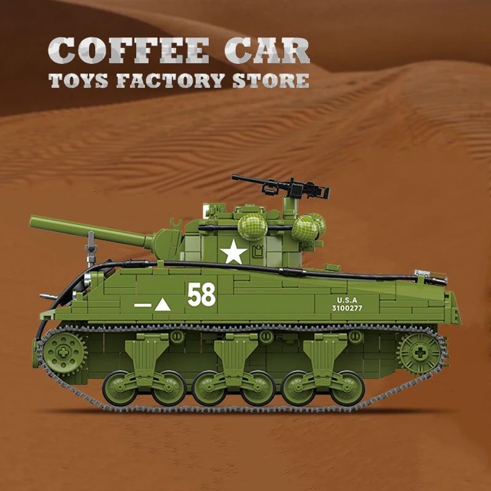 M4A3 Medium Tank Building Blocks Set WWII Military Model Toy 4