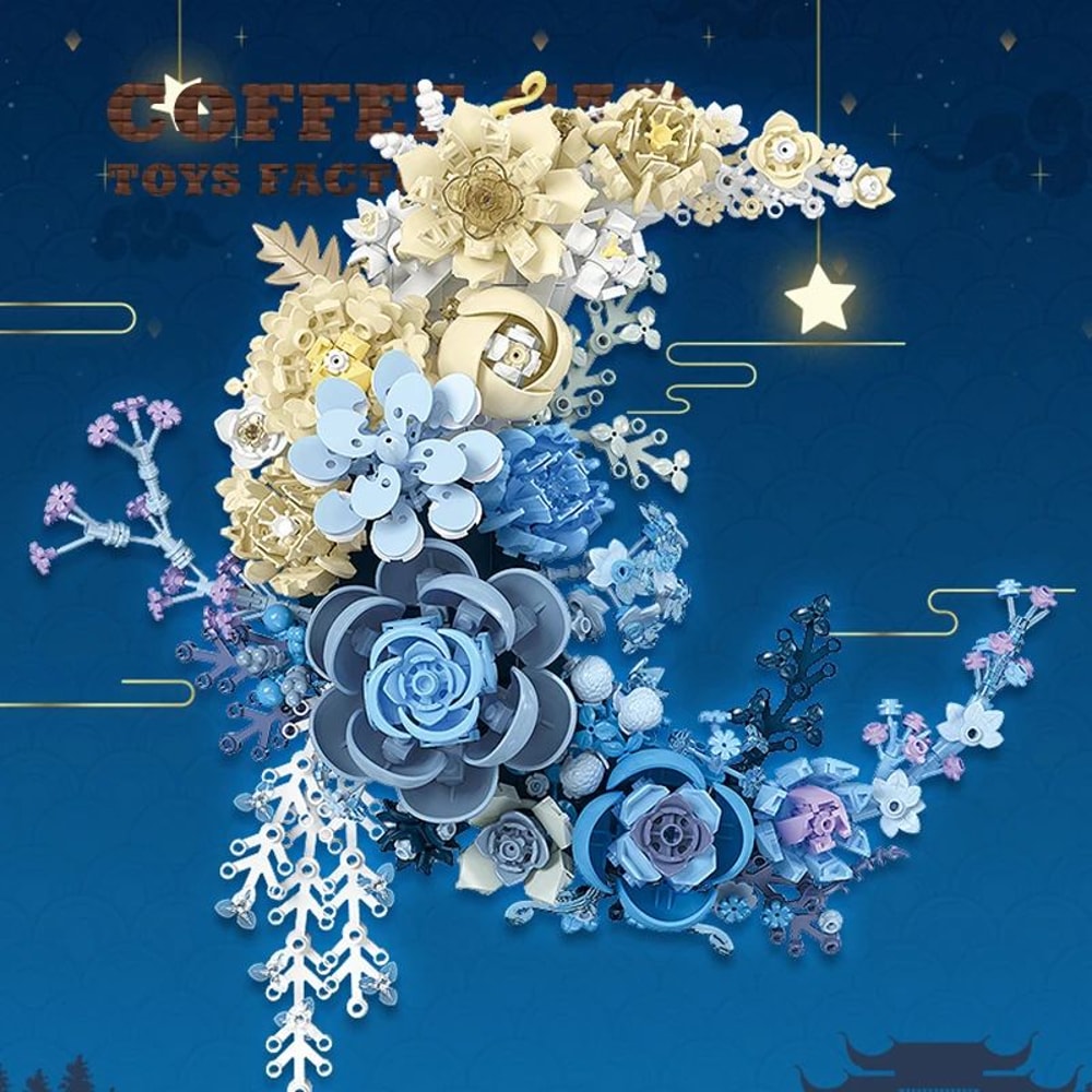 Creative Moon Flowers Building Blocks Bouquet Wall Decor MOC Set 1