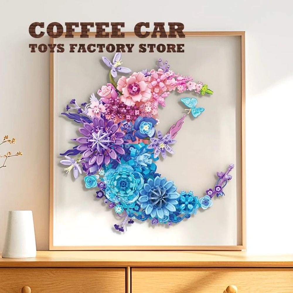 Creative Moon Flowers Building Blocks Bouquet Wall Decor MOC Set 5