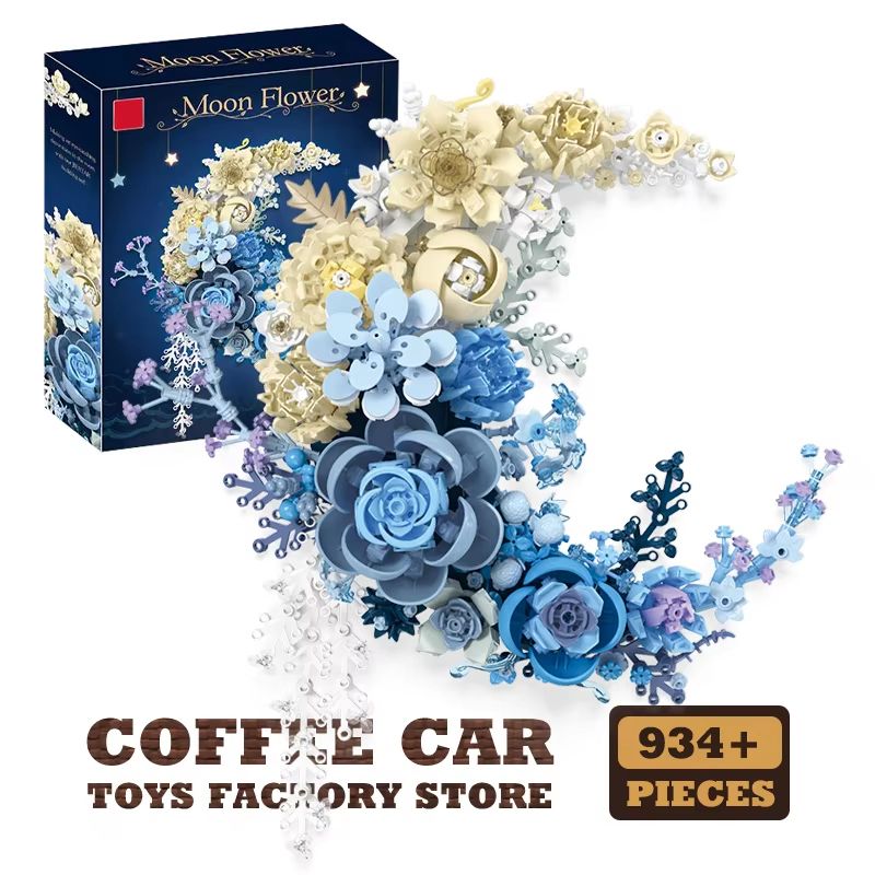 Creative Moon Flowers Building Blocks Bouquet Wall Decor MOC Set 7