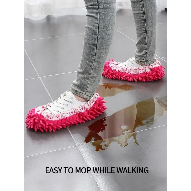 Chenille Mop Slippers 1 Pair Reusable Floor Cleaning Slippers Dust Pickup Shoe Covers 2