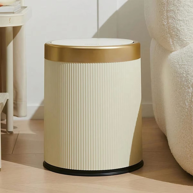 Modern White And Black DoubleLayer Trash Bin With PressTop Lid 7