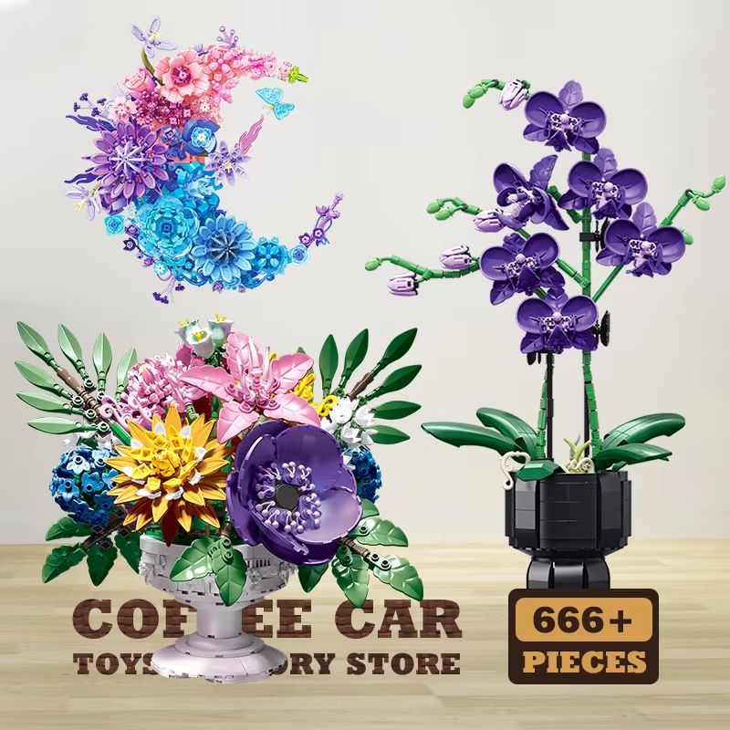 Creative Bonsai Building Blocks Bouquet 3D Model DIY Flower Kit 0