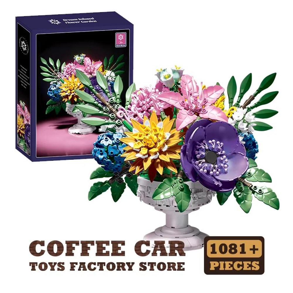 Creative Bonsai Building Blocks Bouquet 3D Model DIY Flower Kit 10