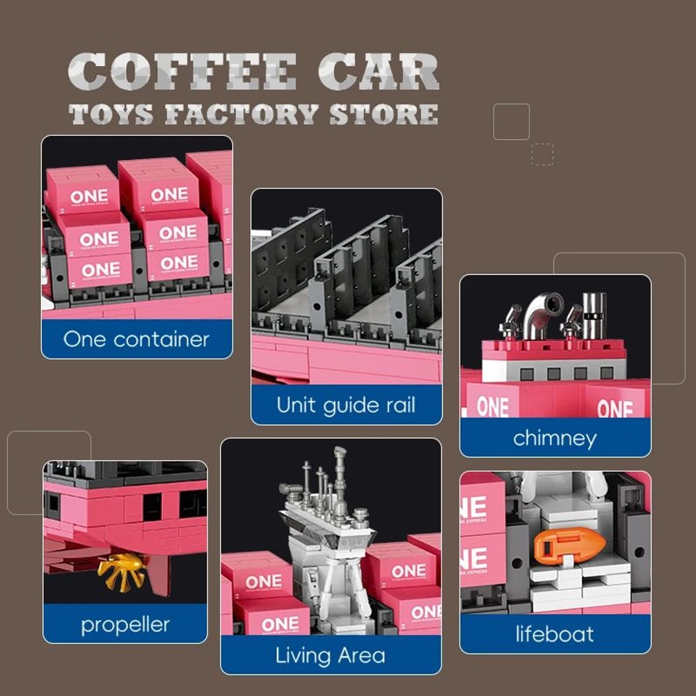 Pink Cargo Ship 1446Piece DIY 3D Bricks Puzzle And Model Kit 11