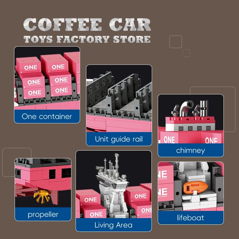 Pink Cargo Ship 1446Piece DIY 3D Bricks Puzzle And Model Kit 11