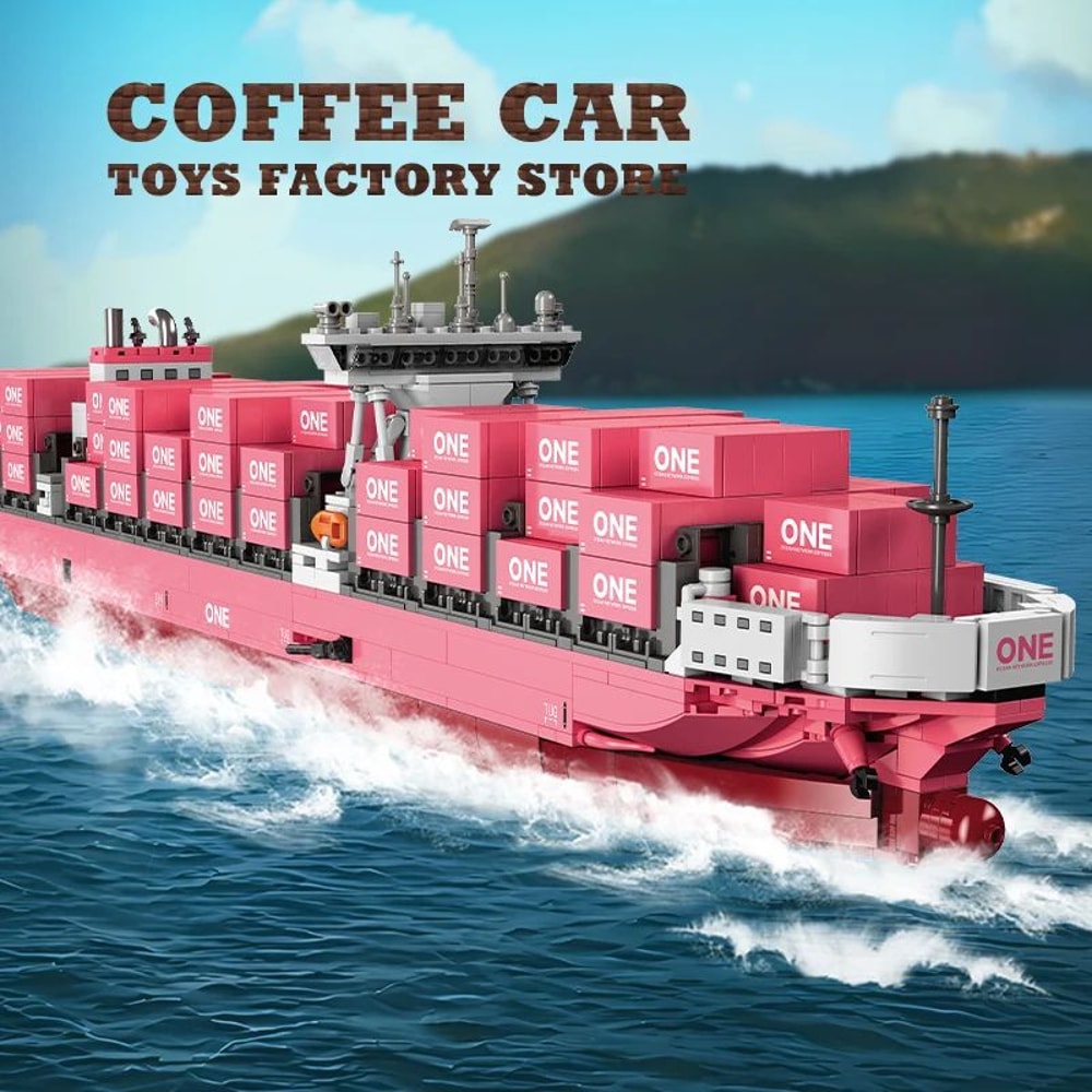 Pink Cargo Ship 1446Piece DIY 3D Bricks Puzzle And Model Kit 5