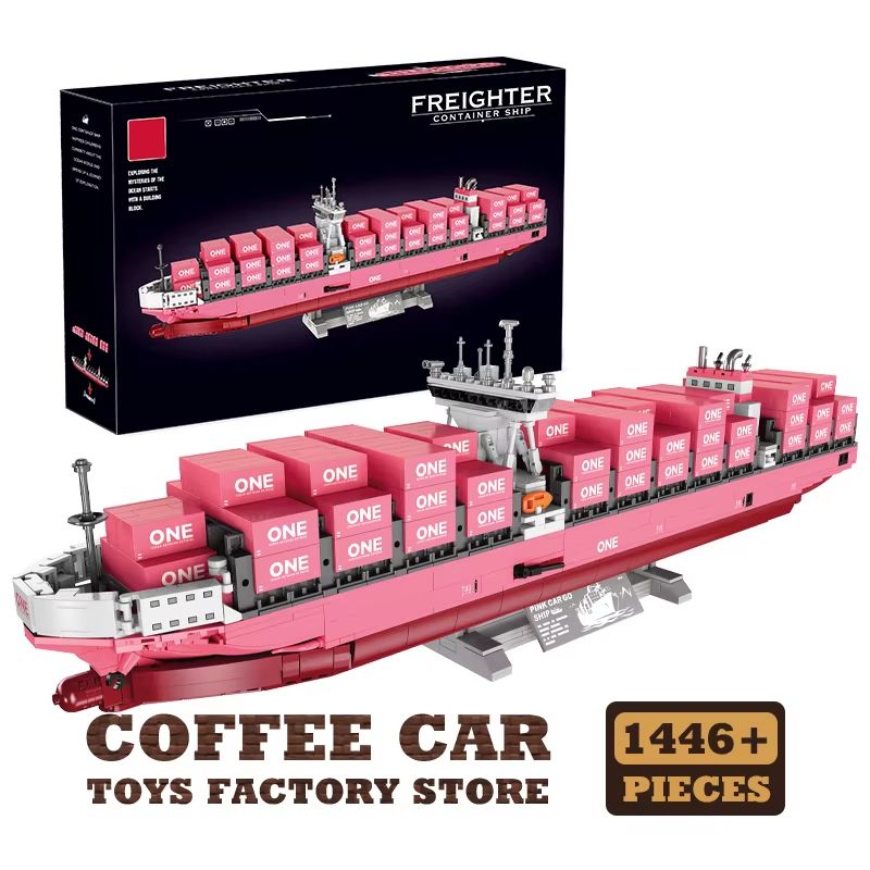 Pink Cargo Ship 1446Piece DIY 3D Bricks Puzzle And Model Kit 6