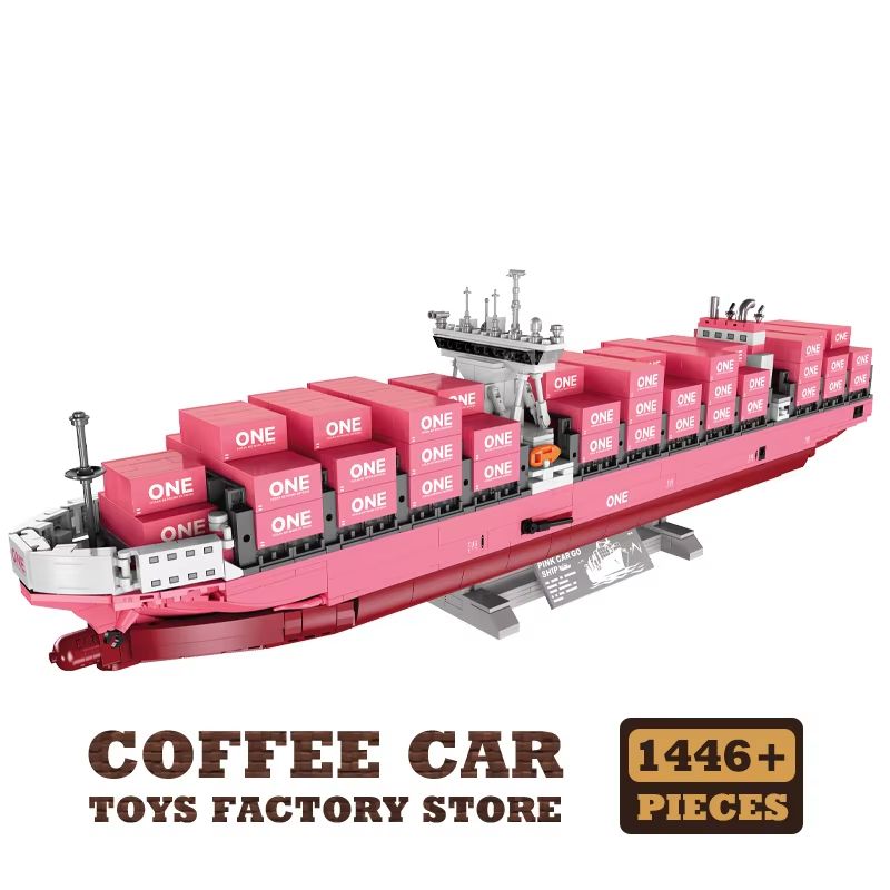 Pink Cargo Ship 1446Piece DIY 3D Bricks Puzzle And Model Kit 7