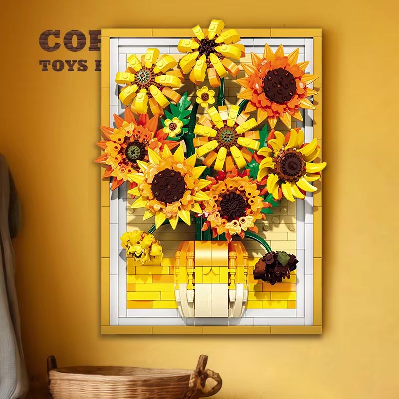 Creative Sunflower Brick Art Frame Kit 3D DIY Bouquet Building Blocks 1