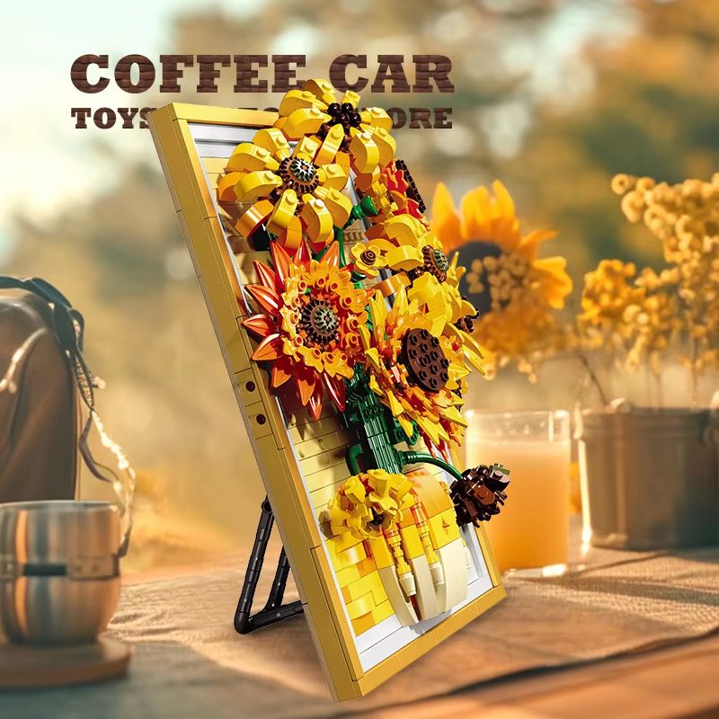 Creative Sunflower Brick Art Frame Kit 3D DIY Bouquet Building Blocks 4