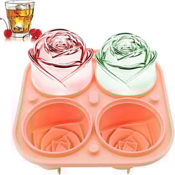 3d rose large silicone ice cube trays – giant flower ice molds (4-pack)