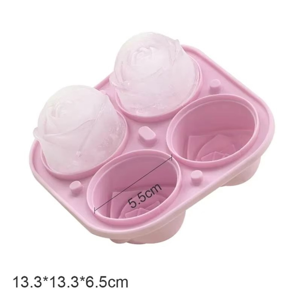 3D Rose Large Silicone Ice Cube Trays Giant Flower Ice Molds 4Pack 7