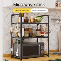 heavy duty kitchen baker's rack floor standing microwave oven stand with 2-tier storage shelf