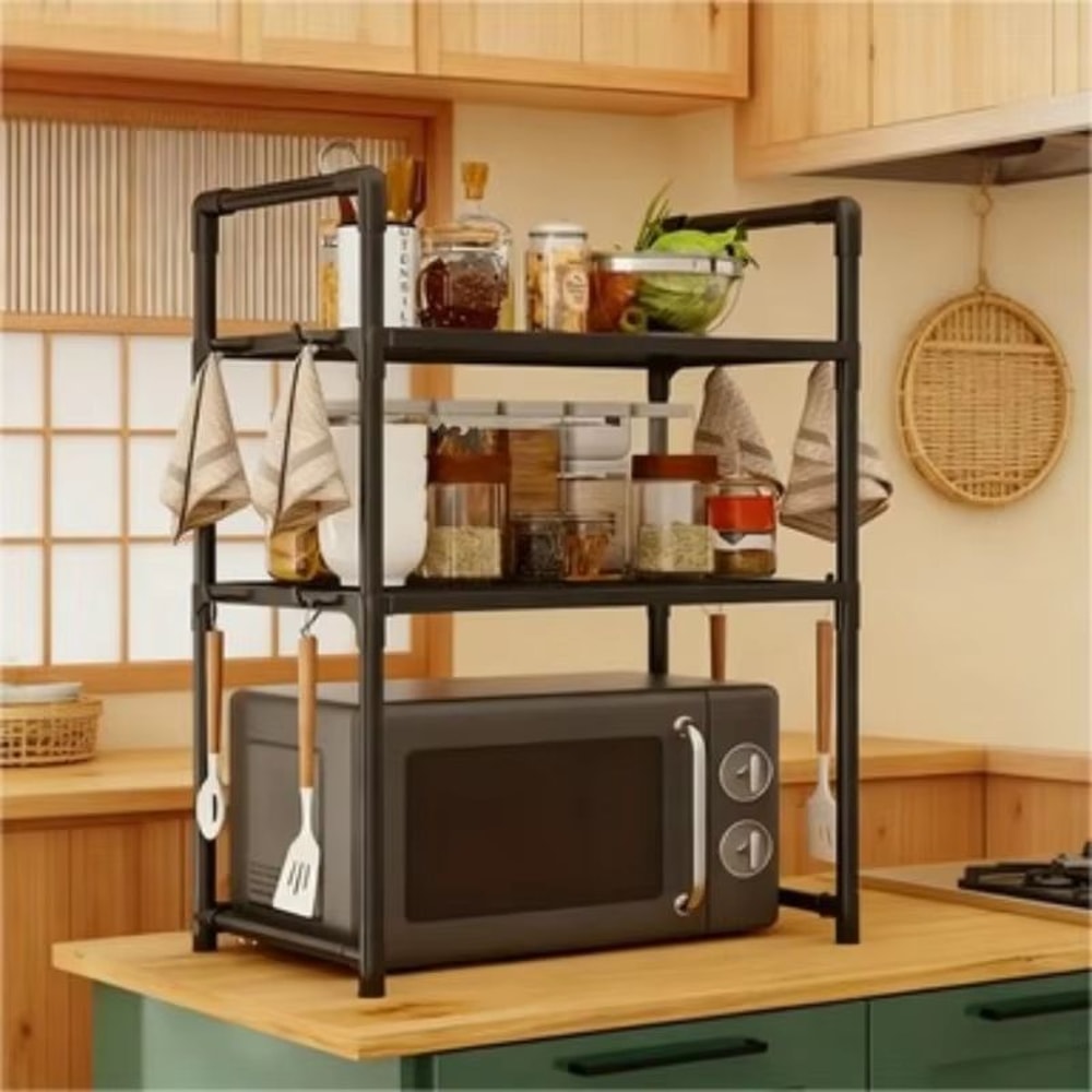 Heavy Duty Kitchen Bakers Rack Floor Standing Microwave Oven Stand With 2Tier Storage Shelf 1