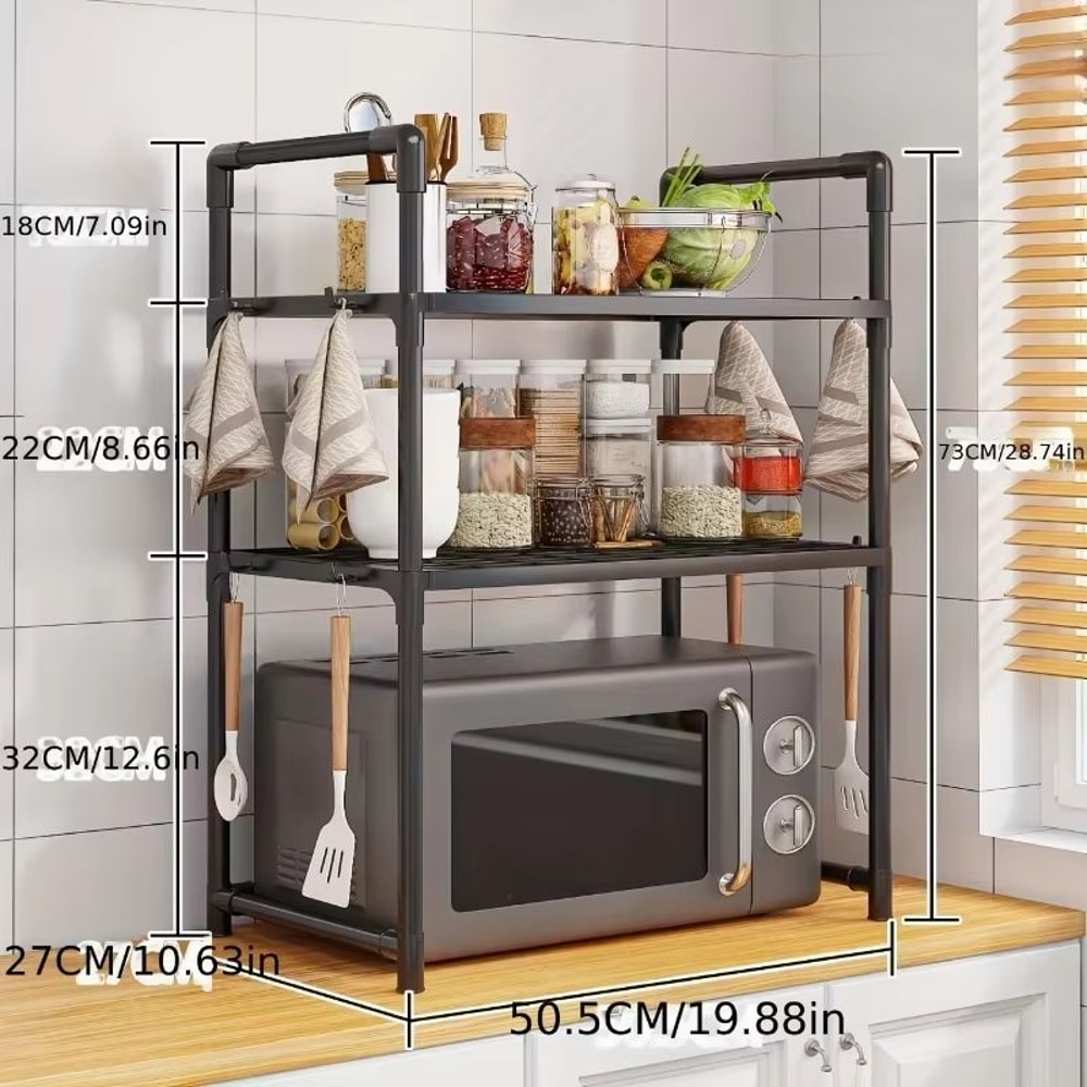Heavy Duty Kitchen Bakers Rack Floor Standing Microwave Oven Stand With 2Tier Storage Shelf 3
