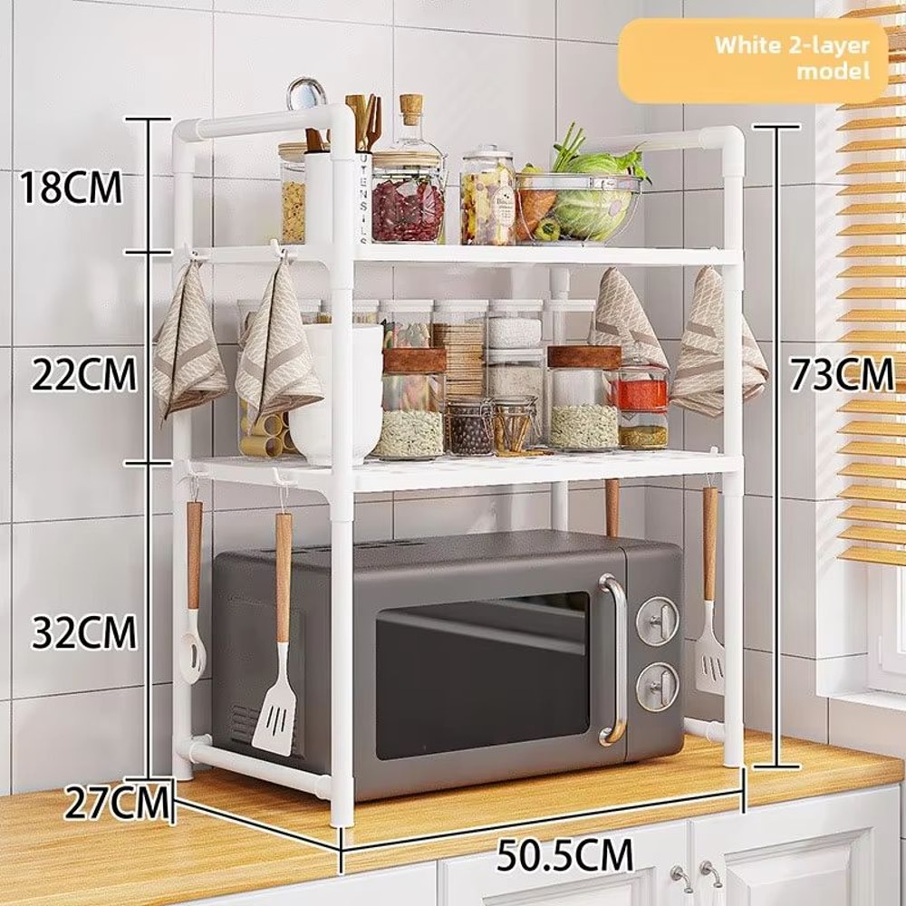 Heavy Duty Kitchen Bakers Rack Floor Standing Microwave Oven Stand With 2Tier Storage Shelf 8