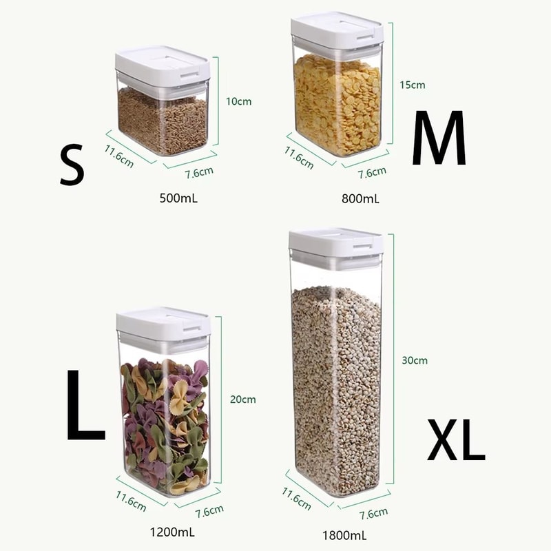 Clear Airtight Plastic Storage Jar For Kitchen Snacks Cereals Beans 6