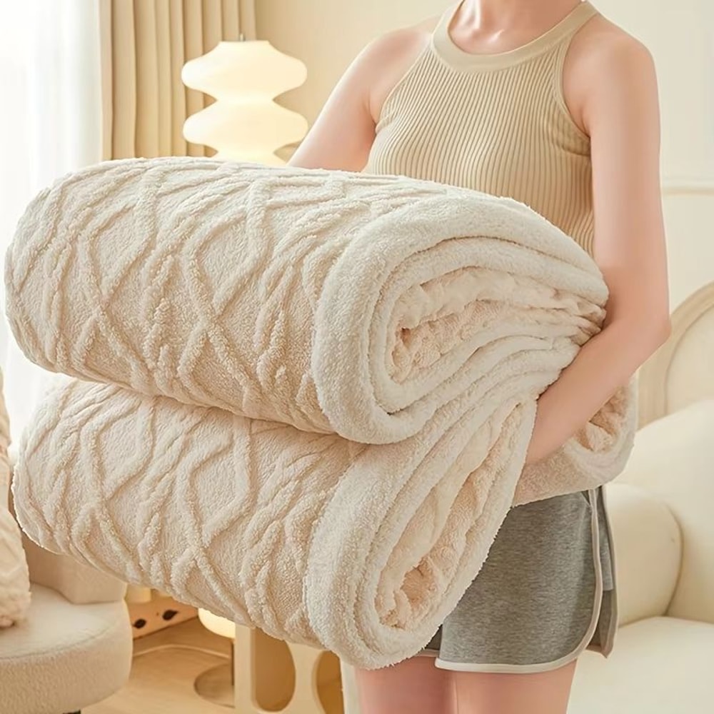 AllSeason Coral Fleece Throw Blanket Thick Soft Lamb Wool Sofa Nap Blanket 0