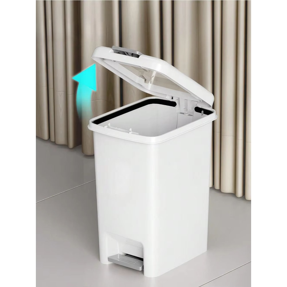 Plastic Foot Pedal Trash Can HandsFree Bathroom Kitchen Waste Bin 1