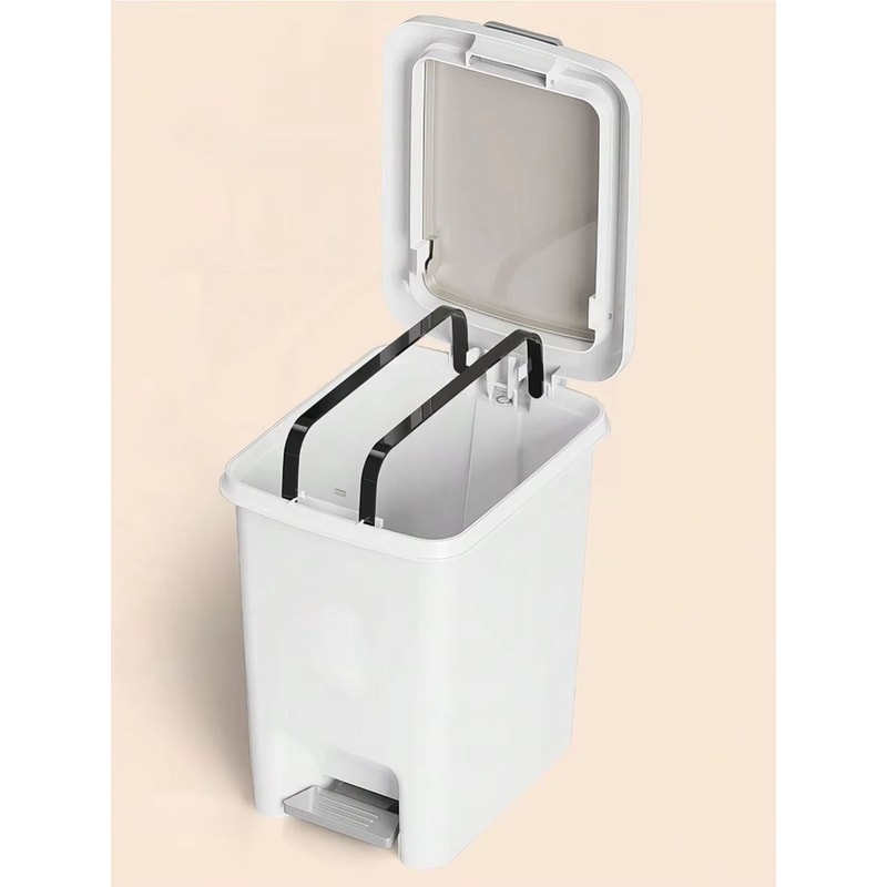 Plastic Foot Pedal Trash Can HandsFree Bathroom Kitchen Waste Bin 5
