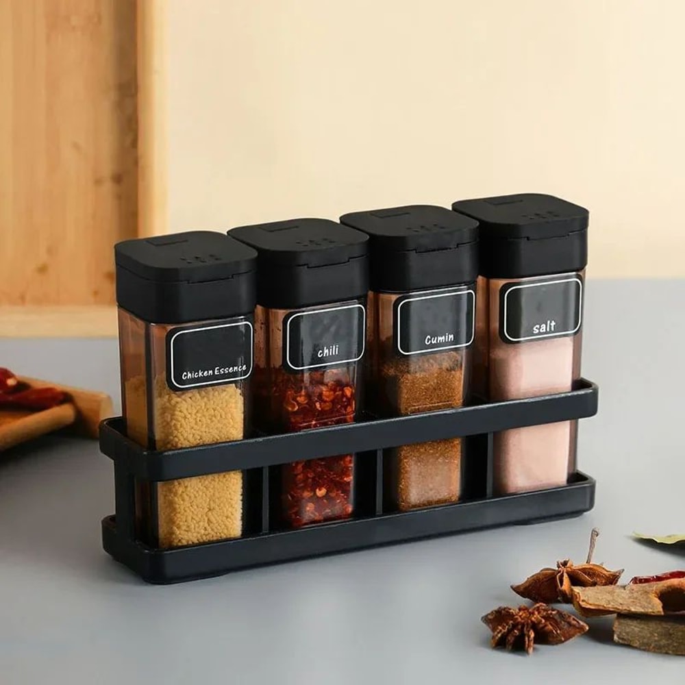 4in1 Stackable Spice Organizer Set With Airtight Bottles 1