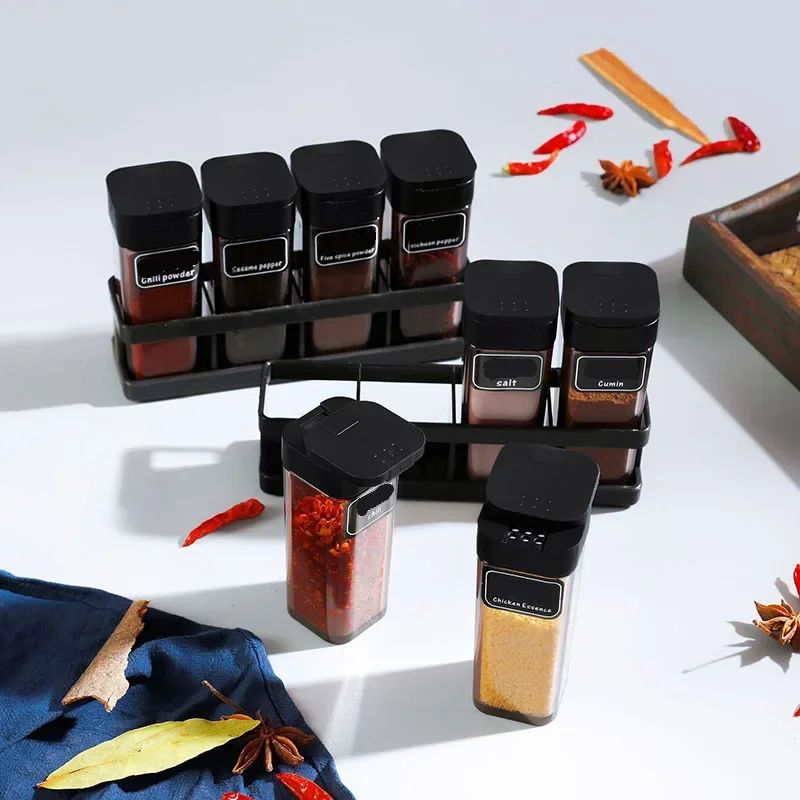 4in1 Stackable Spice Organizer Set With Airtight Bottles 4