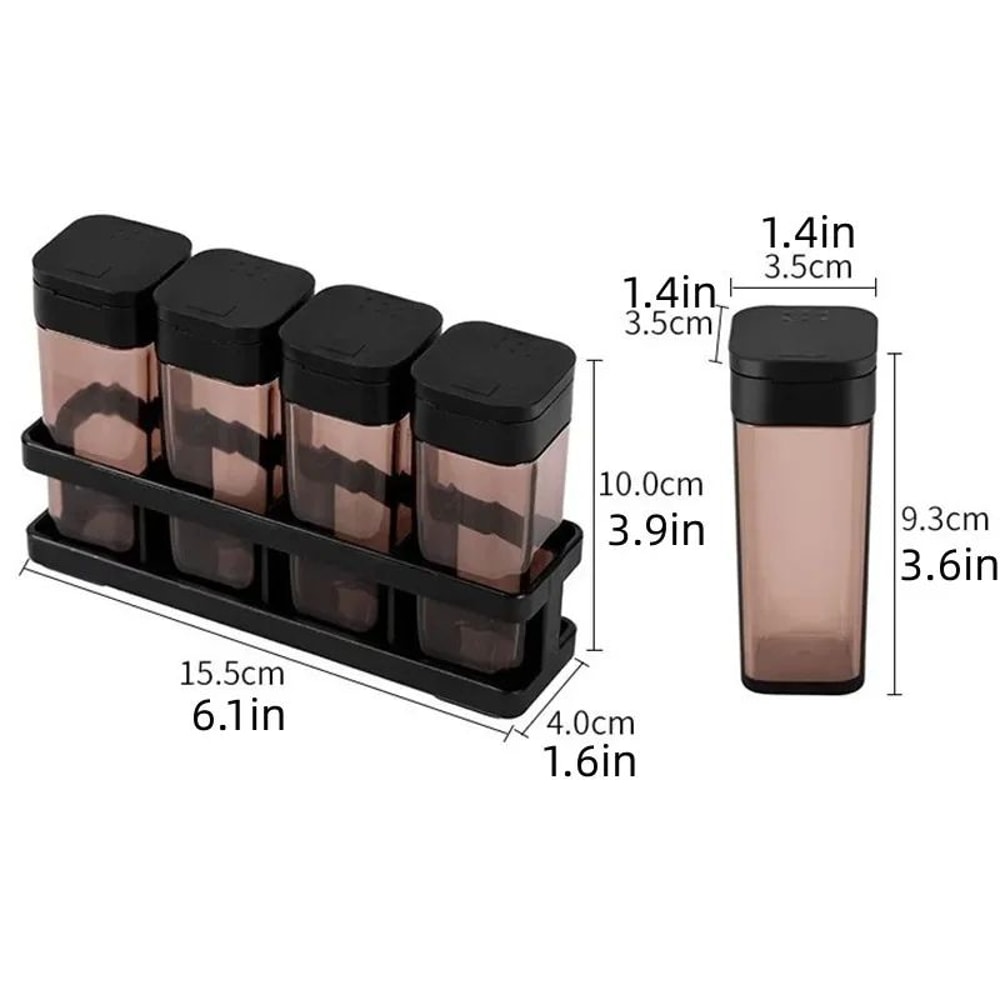 4in1 Stackable Spice Organizer Set With Airtight Bottles 5