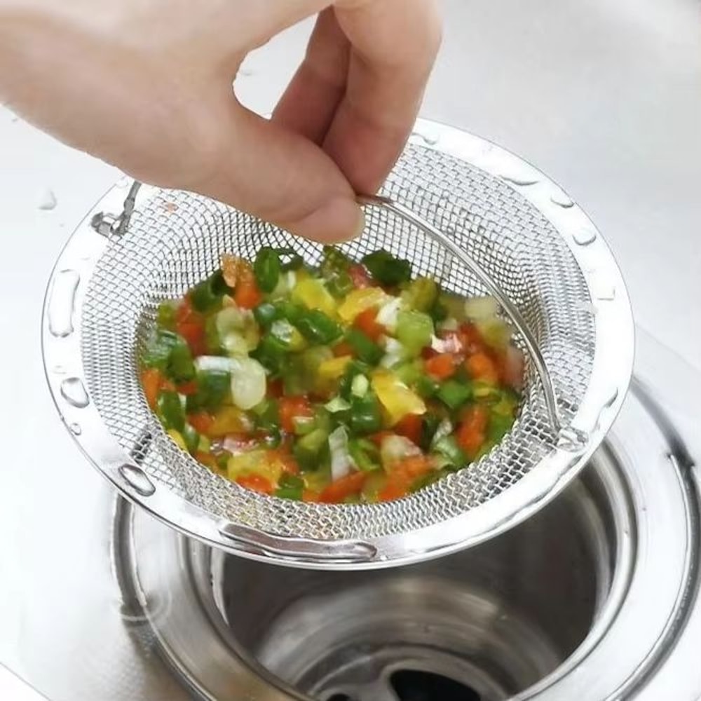 Stainless Steel Sink Strainer With Handle For Kitchen And Bathroom Drains 1