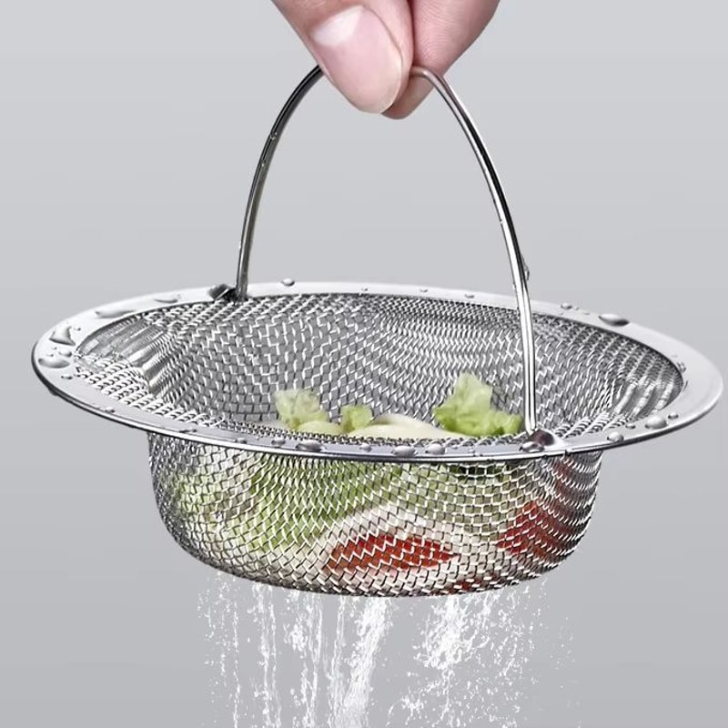 Stainless Steel Sink Strainer With Handle For Kitchen And Bathroom Drains 2