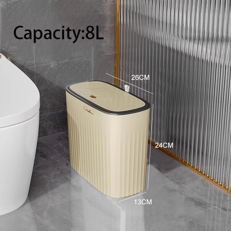 Narrow Press Ring Trash Can With Lid For Bathroom And Small Spaces 9