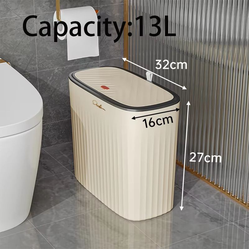 Narrow Press Ring Trash Can With Lid For Bathroom And Small Spaces 11
