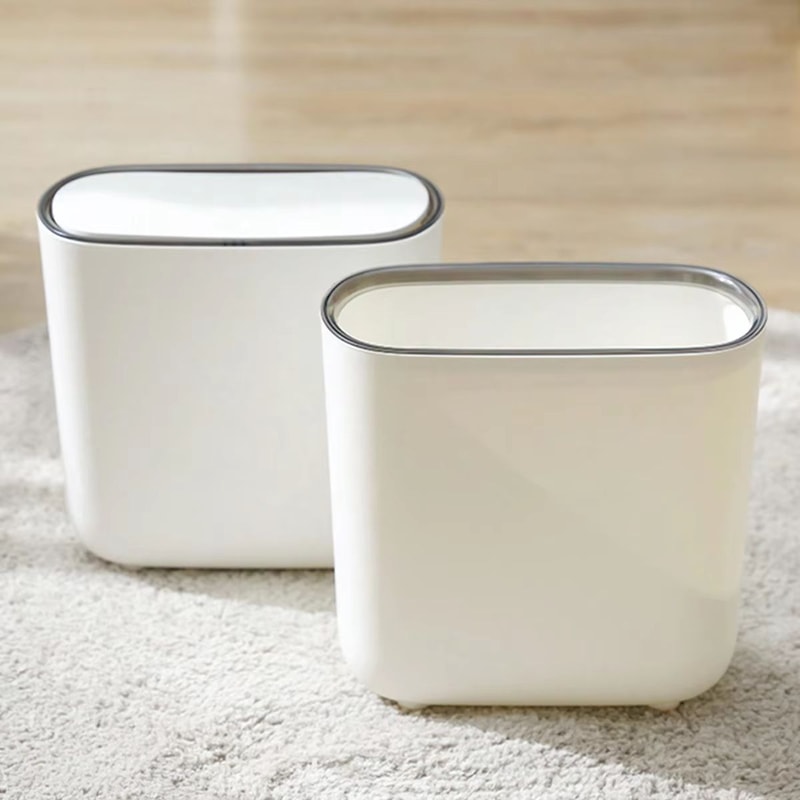 Narrow Press Ring Trash Can With Lid For Bathroom And Small Spaces 5