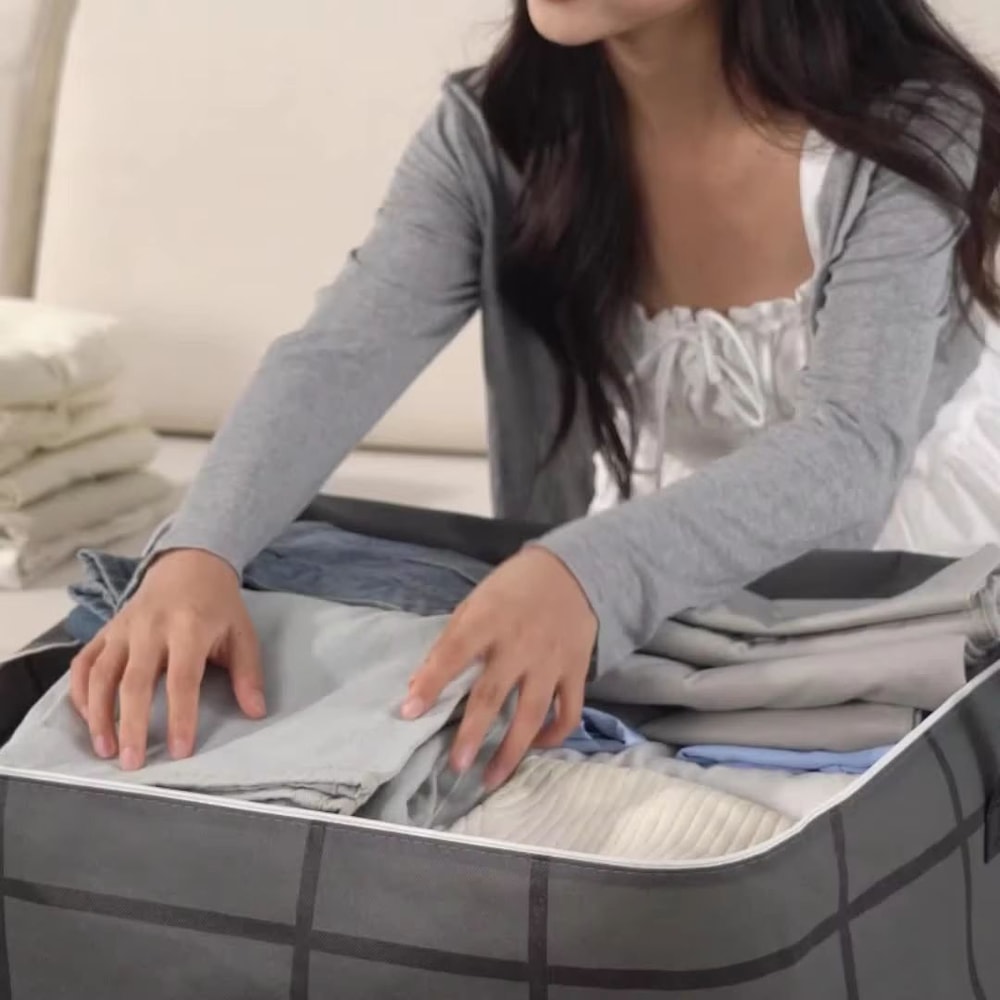 Large Foldable Clothes Storage Bag With Handle And Double Zipper 5