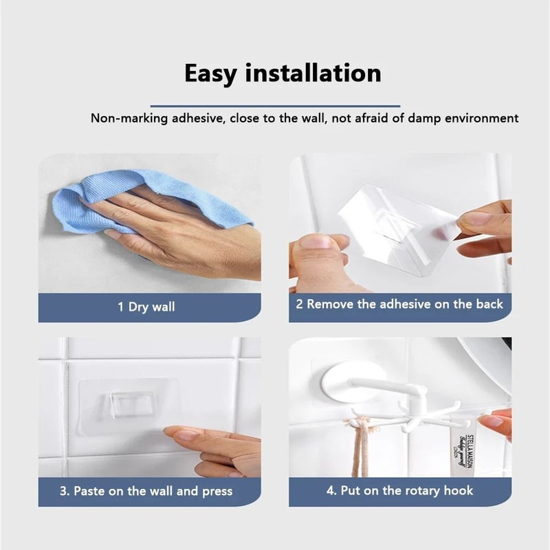 Rotatable 7Claw 360 Punch Free SelfAdhesive Hook For Kitchen And Bathroom 3